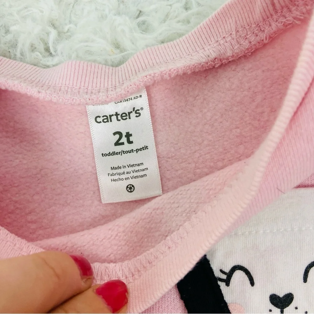 Carter's Pink & Gray dalmatian Dog pink ruffle long sleeve gray stretch leggings - Picture 7 of 17